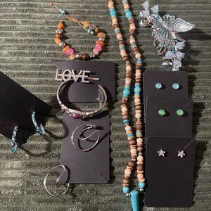 10pc Jewelry bundle hair clips earrings  bracelets necklace